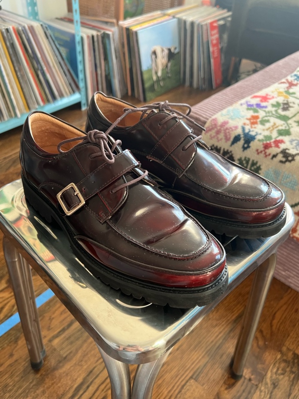 Marc Nolan Unisex Burgundy Leather Dress Shoes